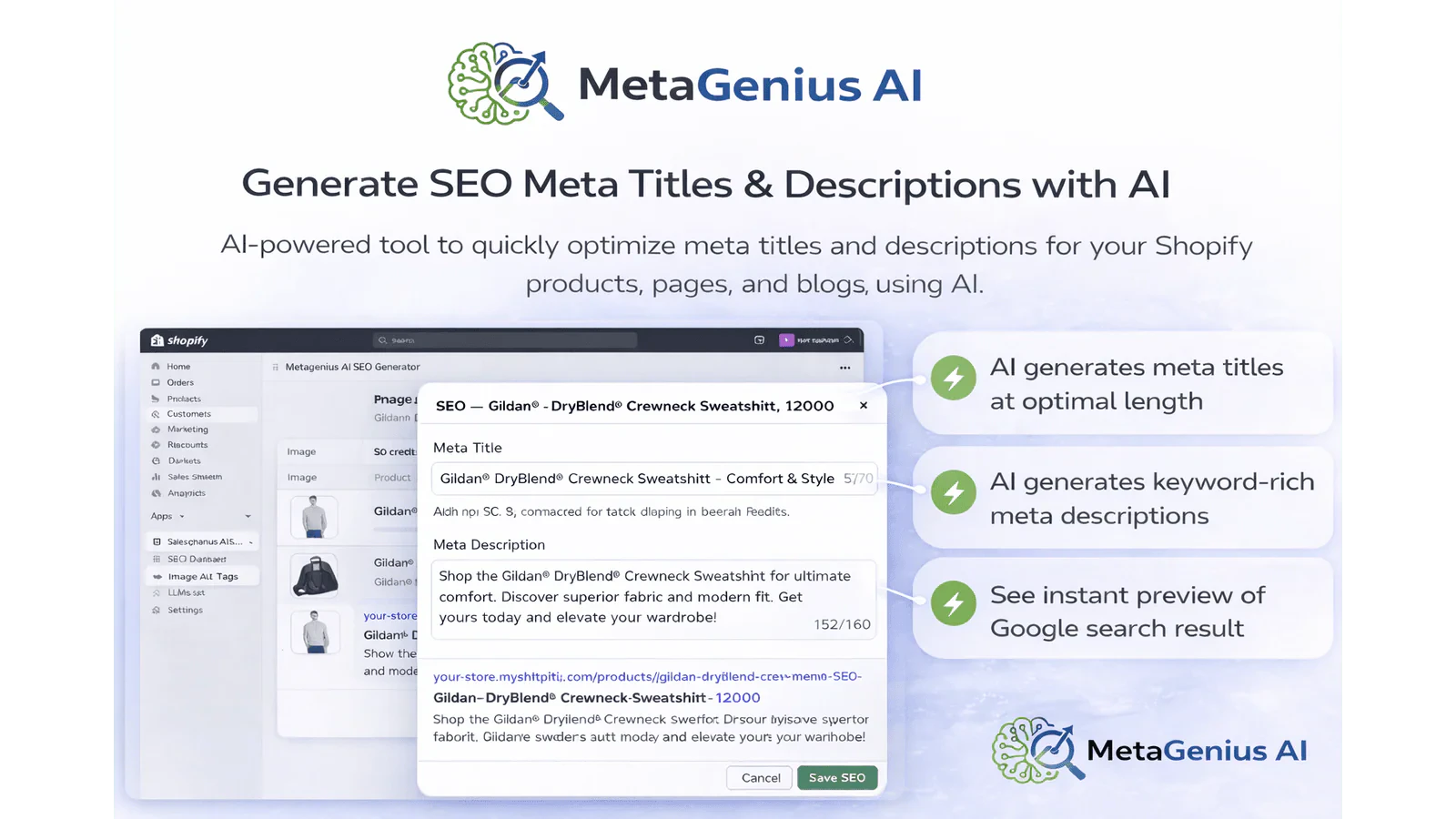 MetaGenius AI — AI SEO for Shopify screenshot 6