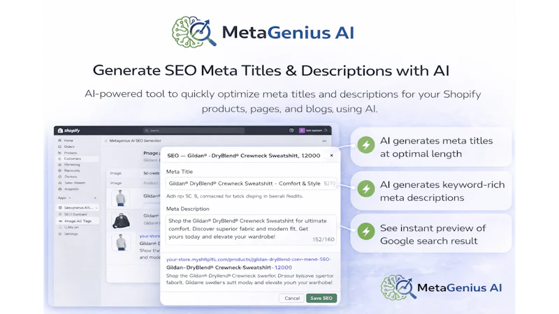 MetaGenius AI — AI SEO for Shopify screenshot 6