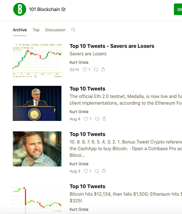 101 Blockchain St - Daily Top 10 Tweets gallery image