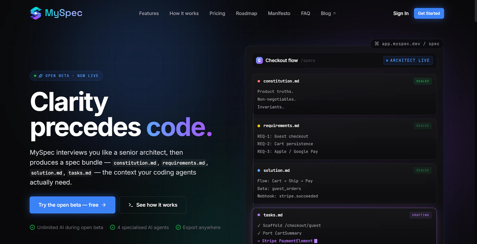 MySpec screenshot 2