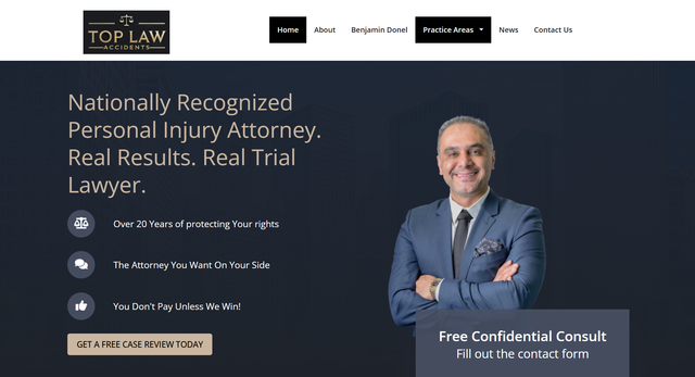 La Law Injury & Accident Attorney - Main screenshot showing features and interface