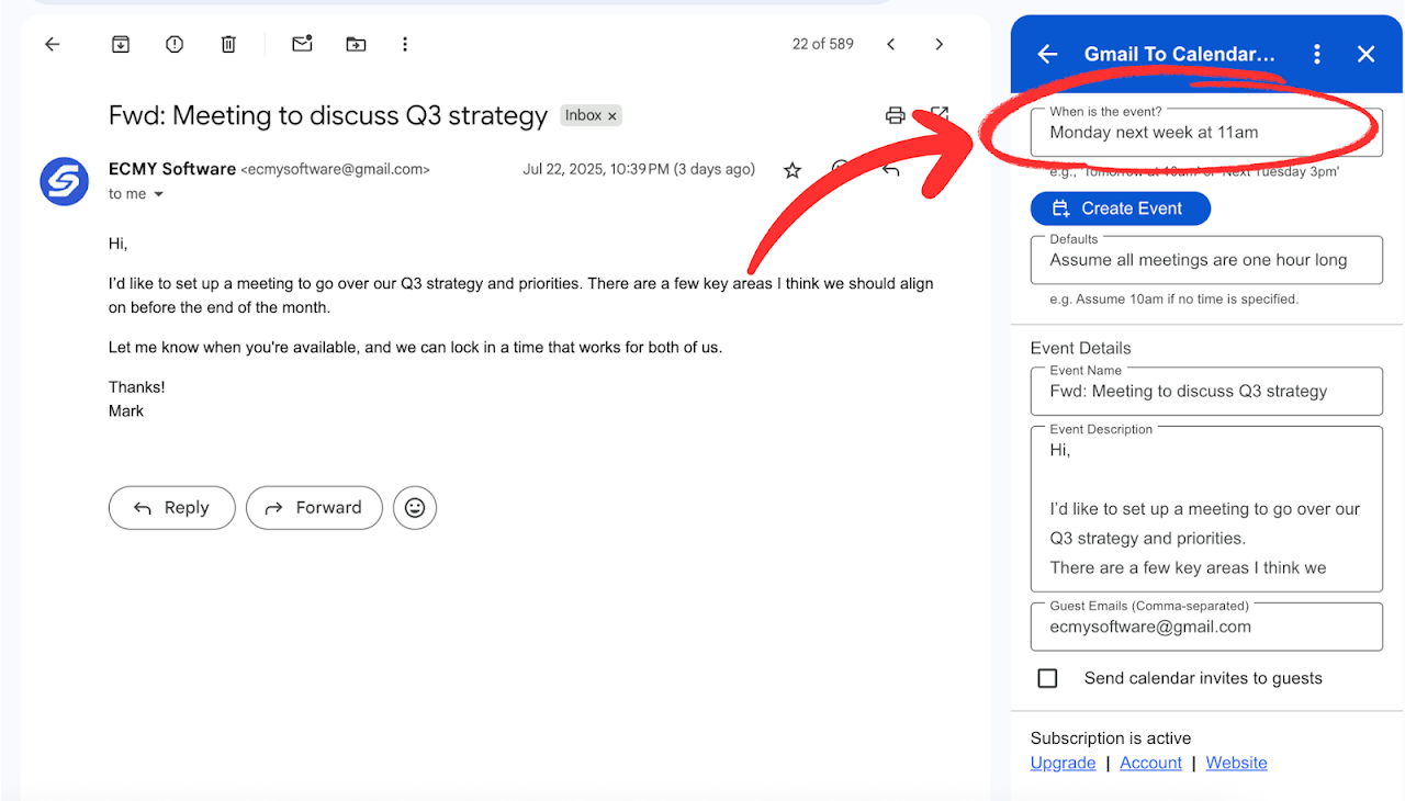 Gmail To Calendar AI gallery image