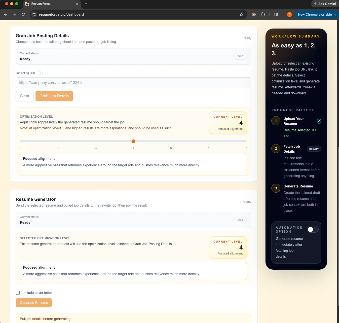Banner del producto ResumeForge