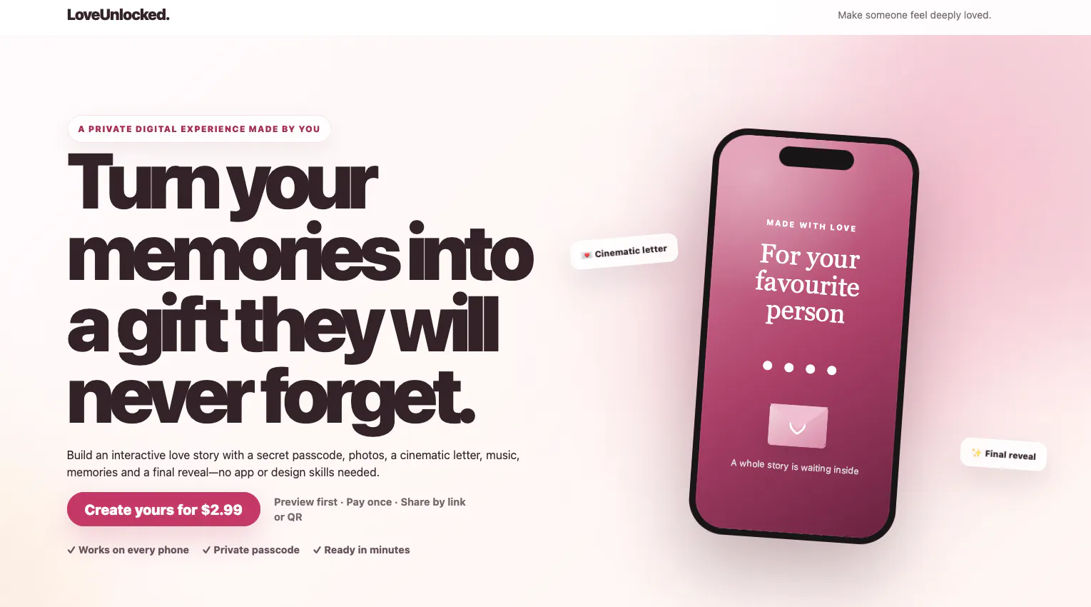 LoveUnlocked — Interactive gift builder gallery image