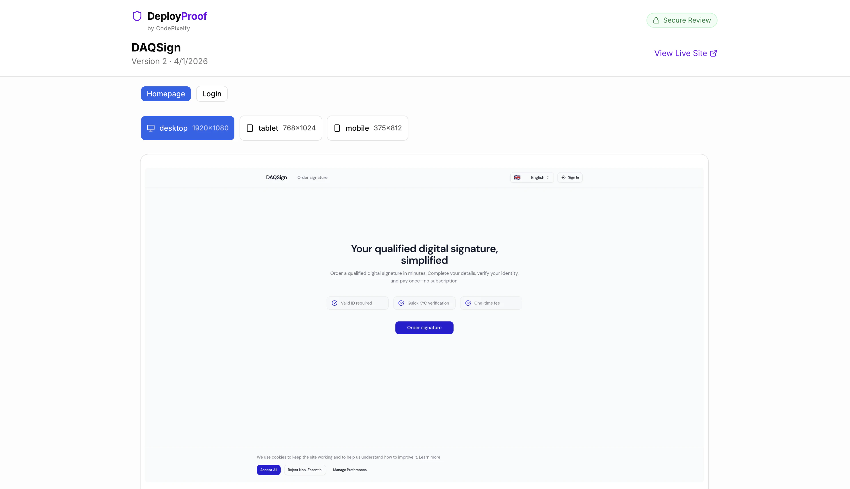 DeployProof screenshot 1