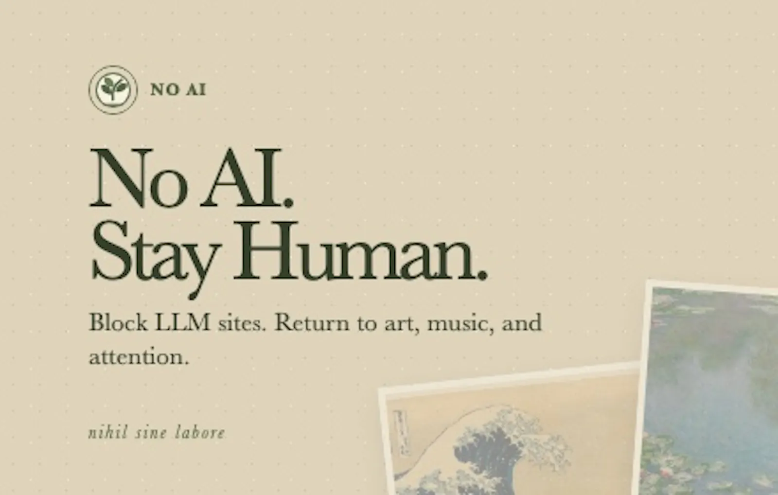 No LLM Sites screenshot 1