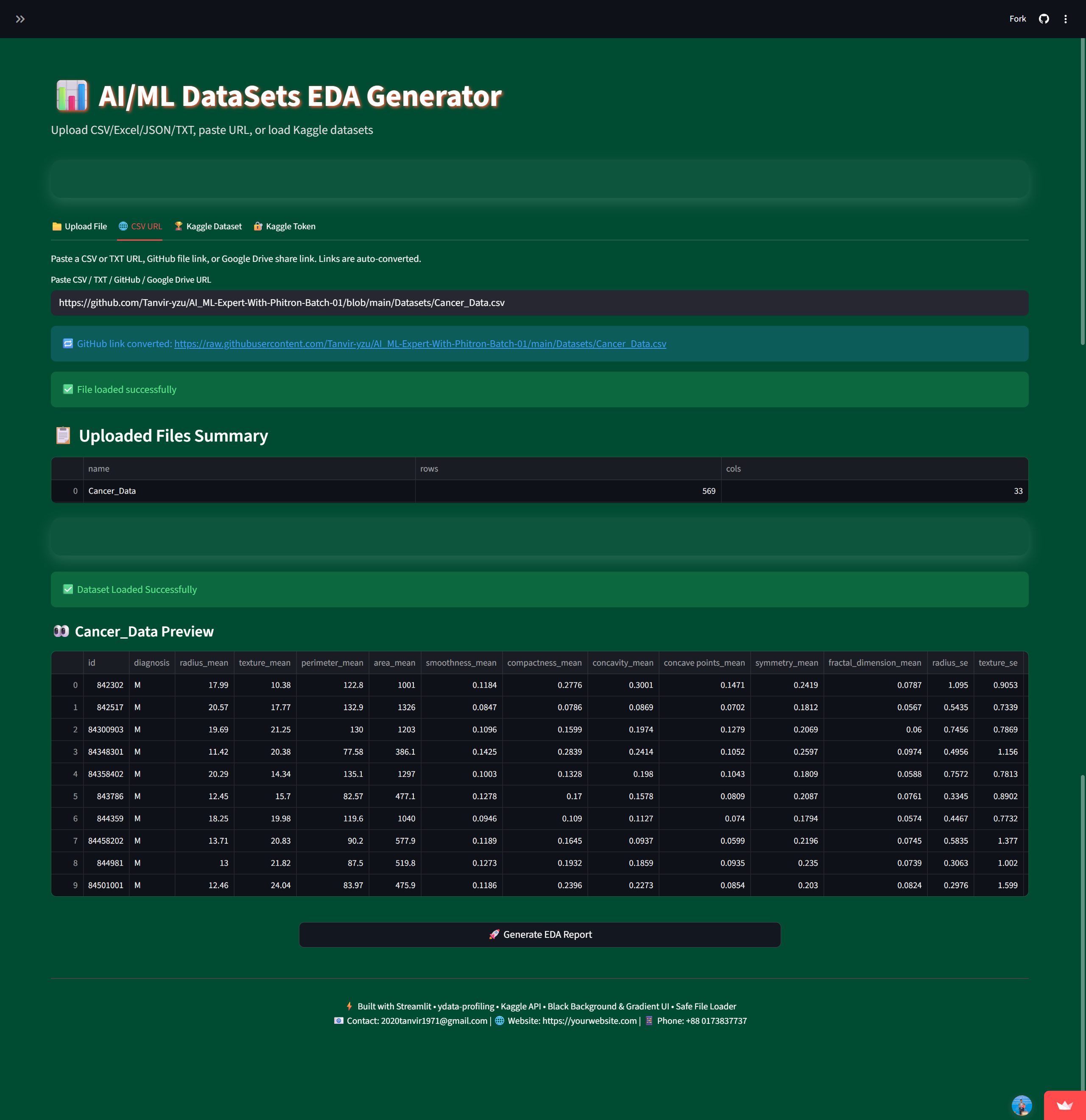 AI/ML DataSets EDA Generator gallery image
