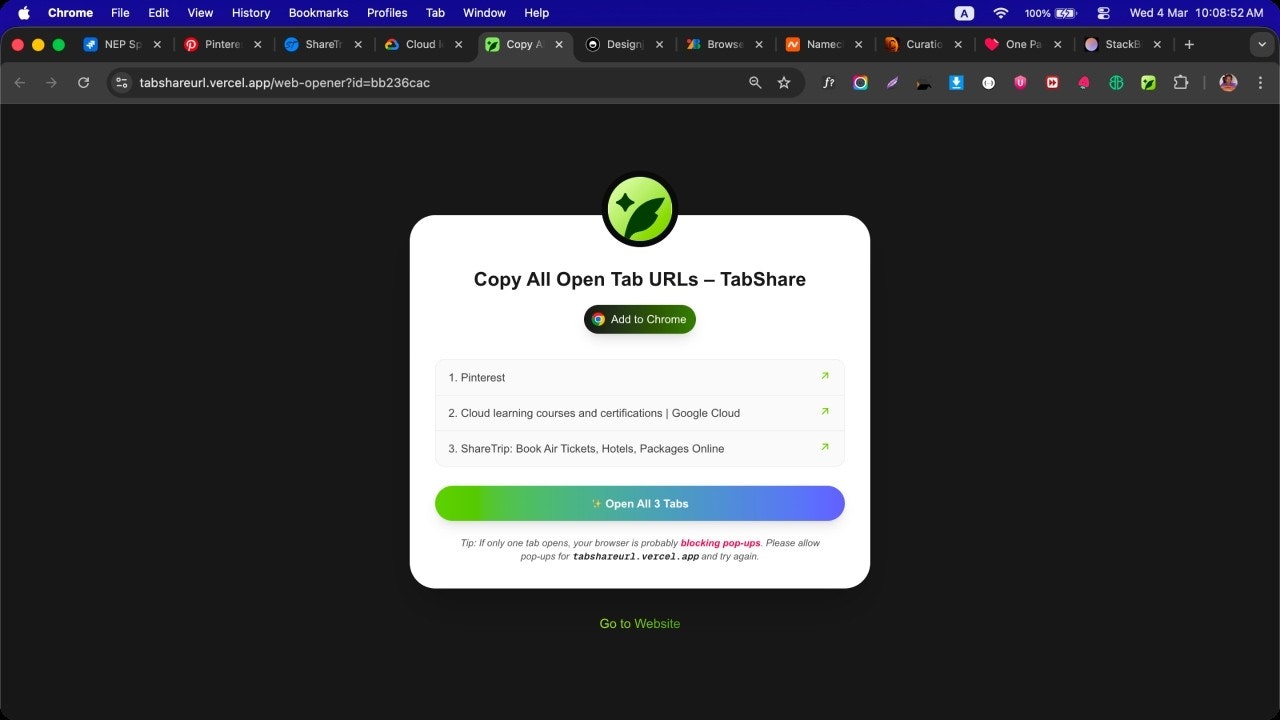 TabShare - Copy All Open Tab URLs gallery image