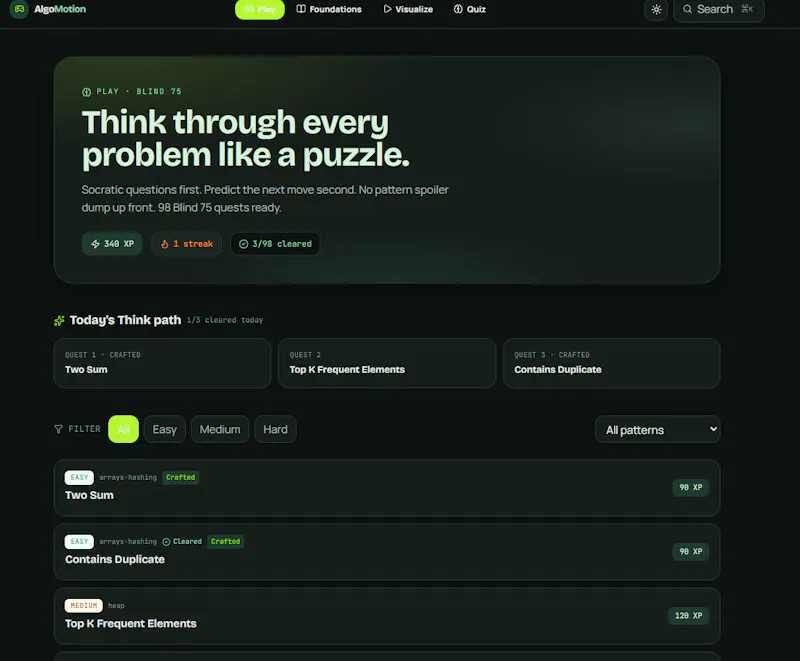 AlgoMotion · Understand DSA by Thinking screenshot 3