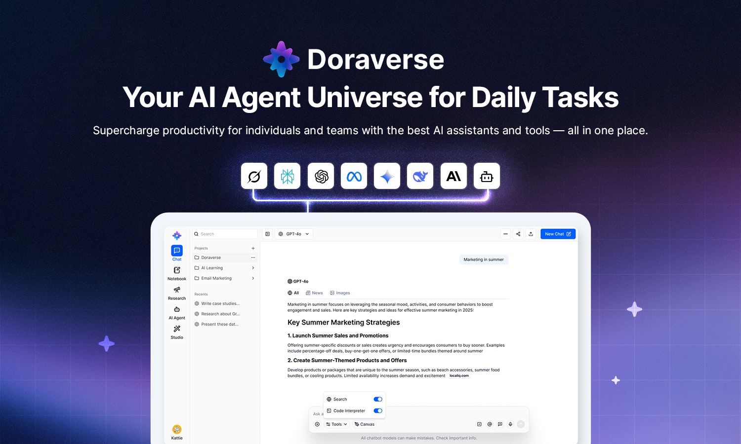 وسائط Doraverse - 15+ AI models & tools – for individuals and teams 2