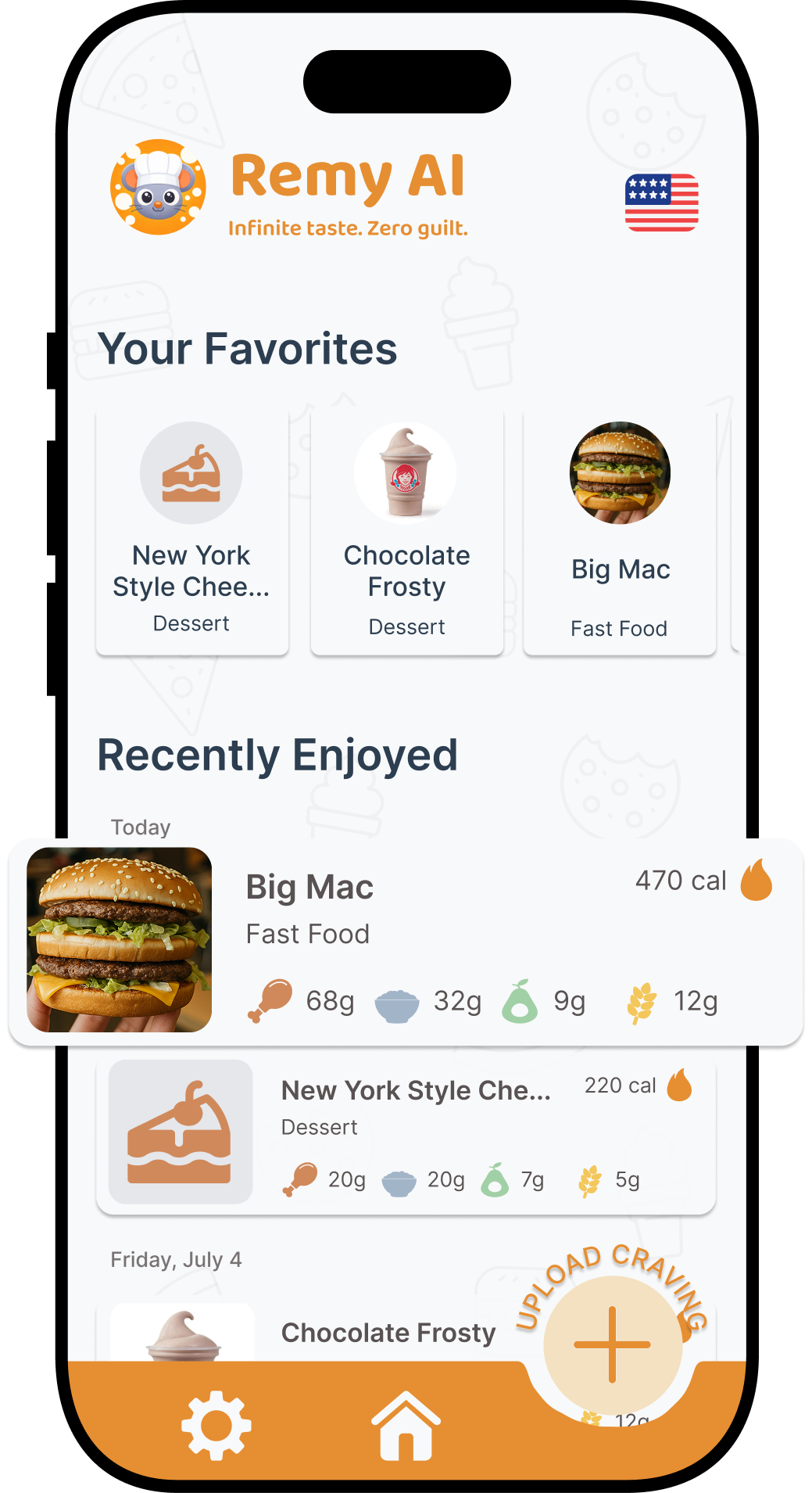 Remy AI - Guilt Free Eating - Main product screenshot demonstrating key features and user interface