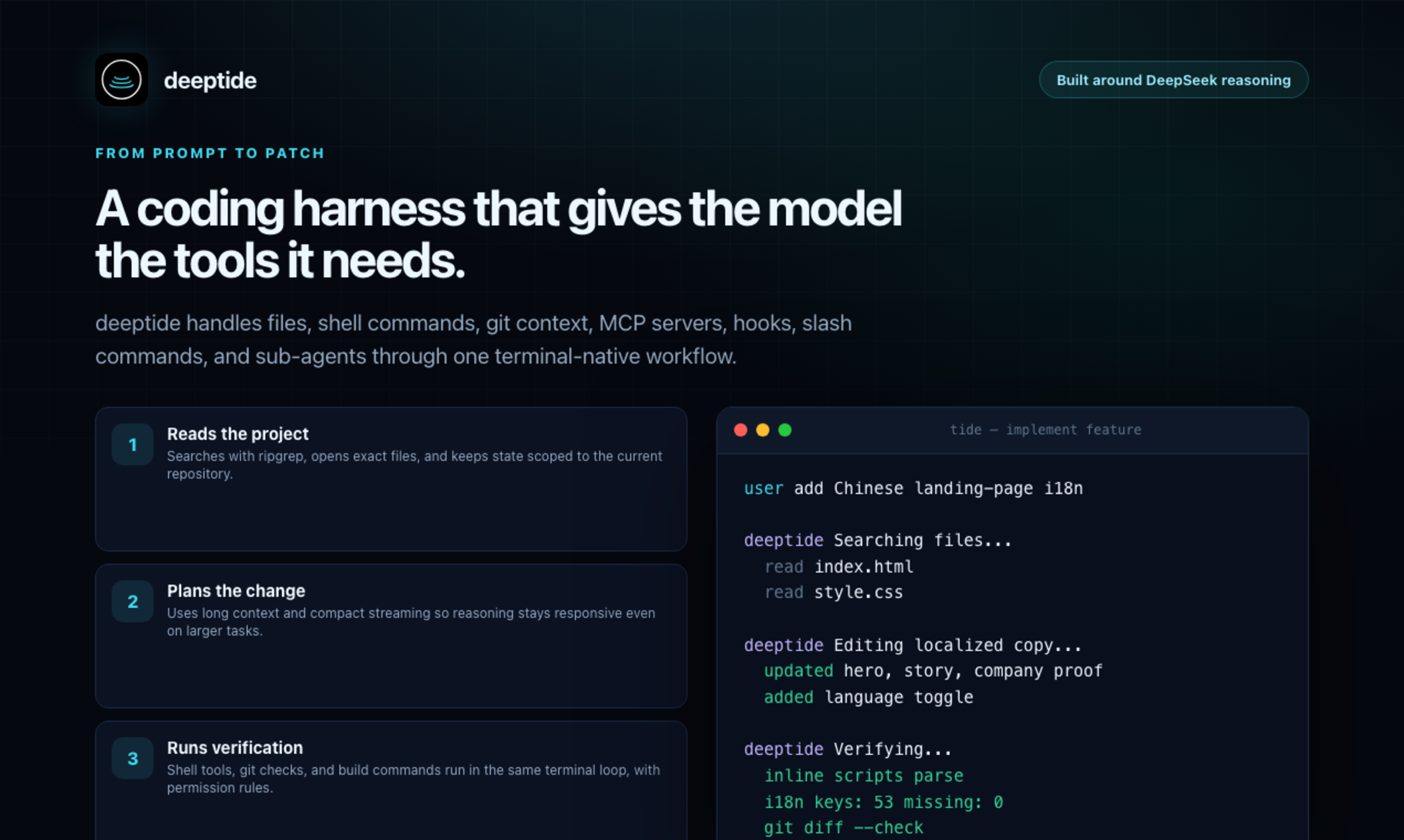 Deeptide -A Native DeepSeek Coding Agent gallery image