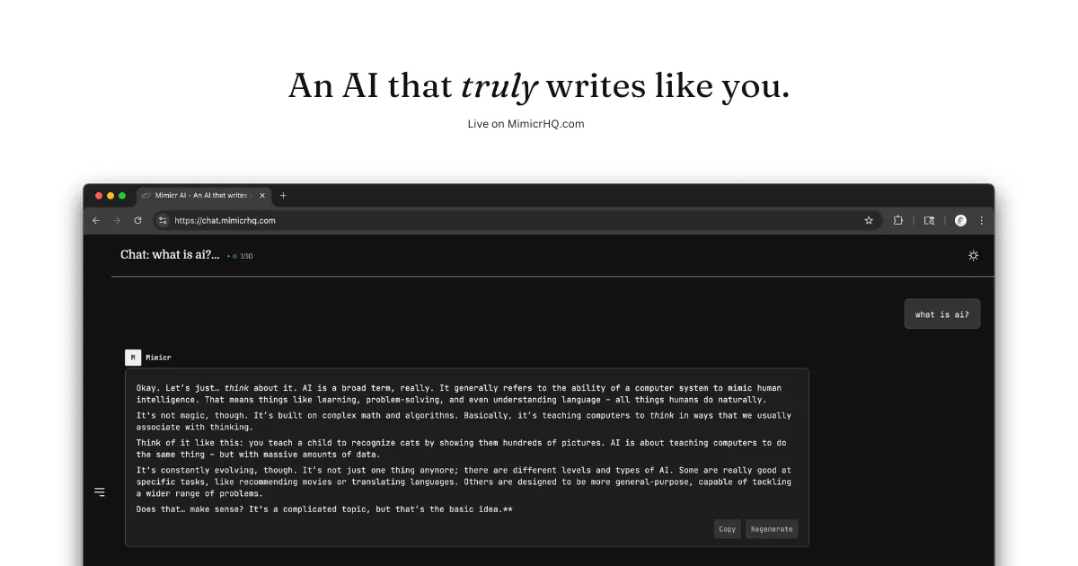 Mimicr AI gallery image