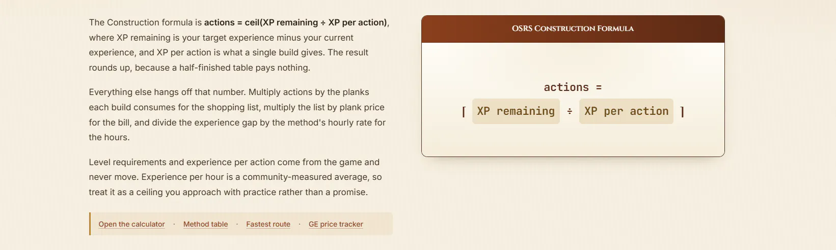 OSRS Construction Calculator gallery image