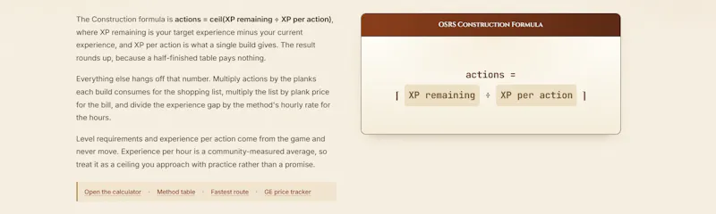 OSRS Construction Calculator screenshot 2