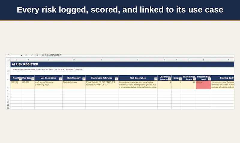 AI UseCase Intake& Risk Register Toolkit screenshot 1