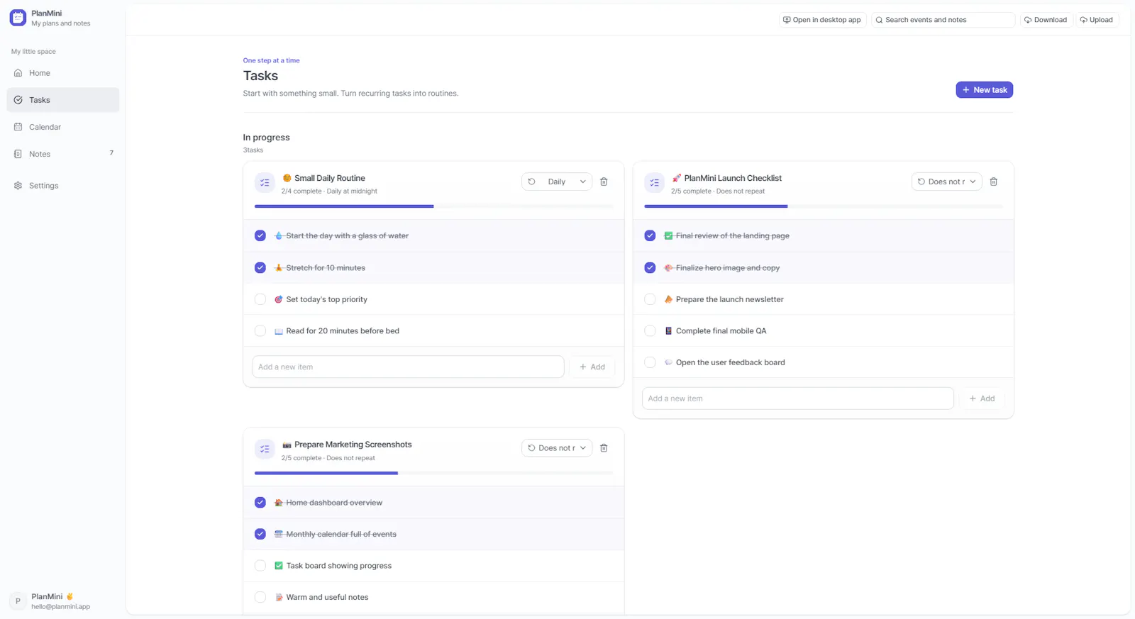 PlanMini screenshot 2