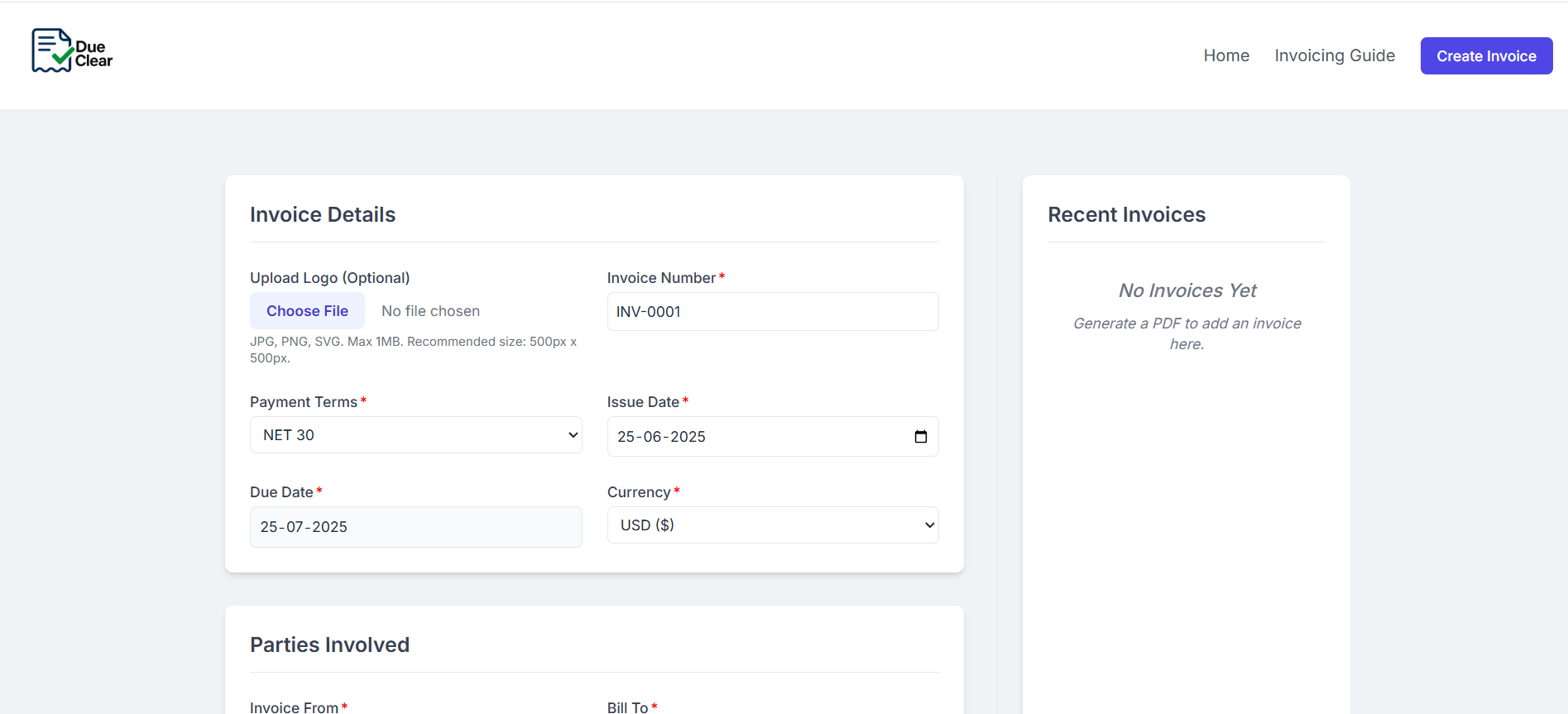 DueClear - Free professional invoice generator media 3