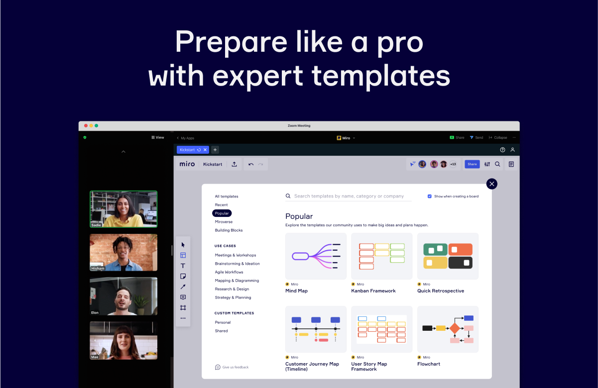 Miro app for Zoom Collaborative whiteboarding during Zoom Meetings