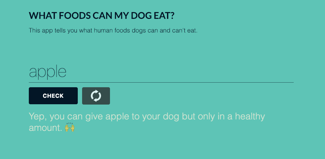 Foods Dogs Can Eat An app to check human foods for your dog 🐶
