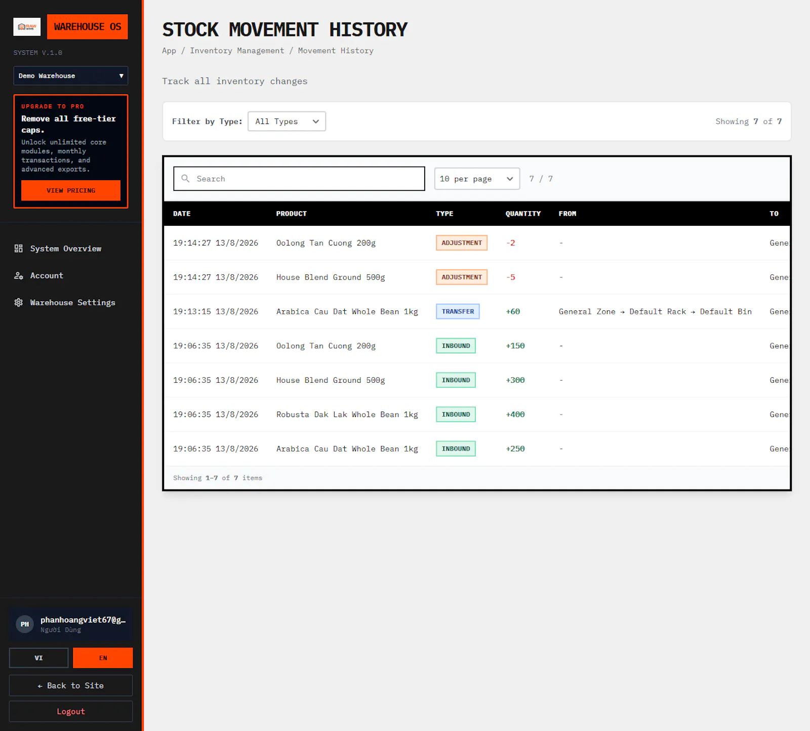 Warehouse OS screenshot 1