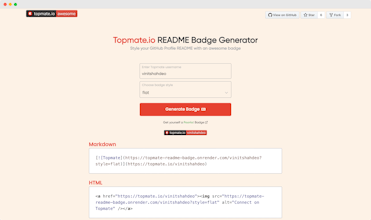 Topmate.io Readme Badge Generator gallery image