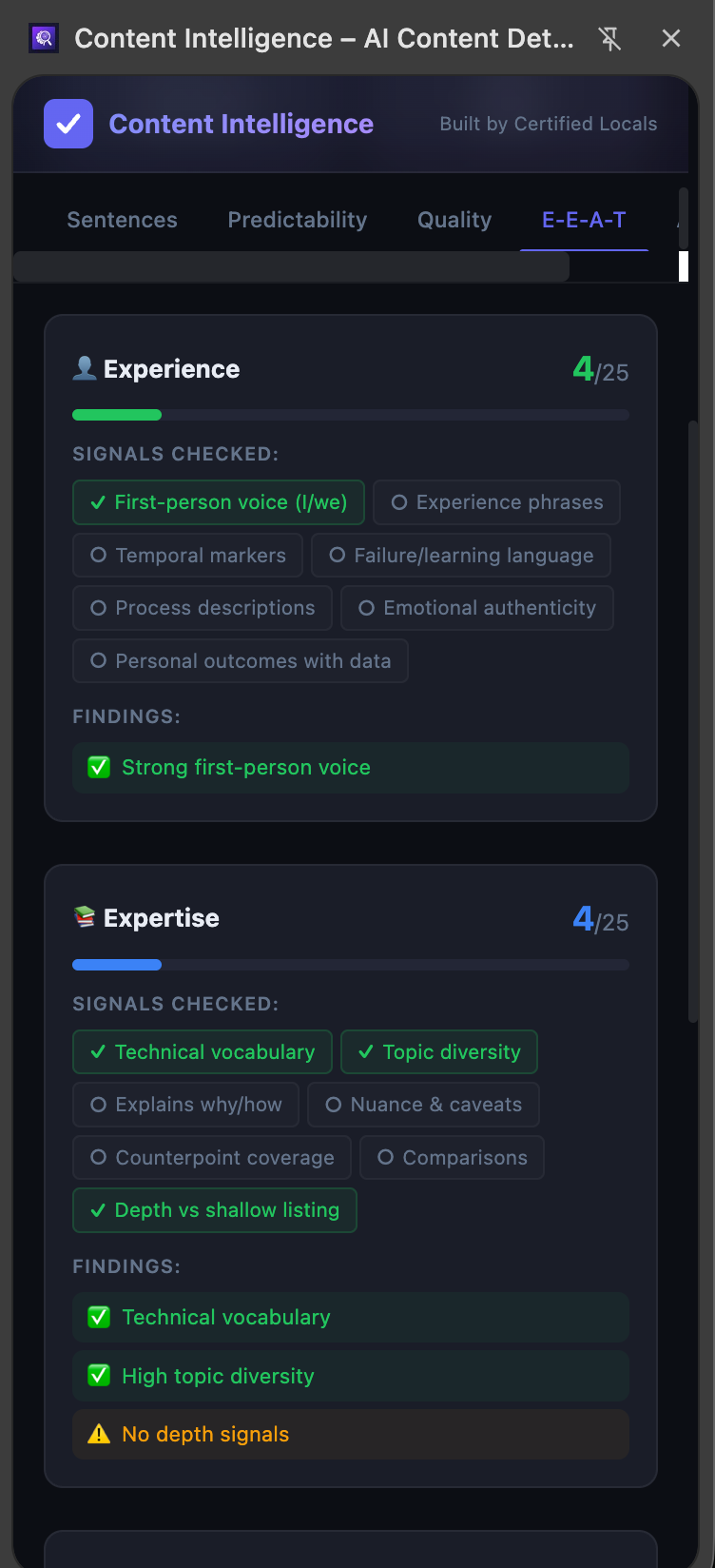 Content Intelligence – AI Content & EEAT gallery image
