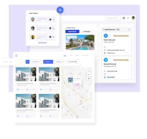 CRM immobilier et site Web en un.