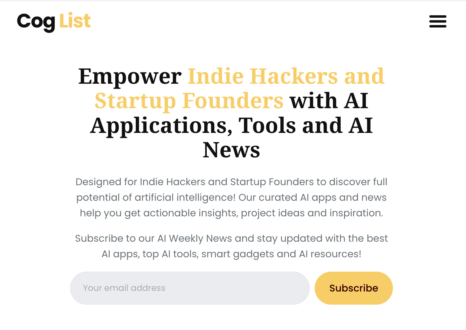 Coglist ที่คุณมี - Ultimate AI Hub ของคุณสำหรับแฮ็กเกอร์อินดี้และผู้ก่อตั้งสตาร์ทอัพ media 1
