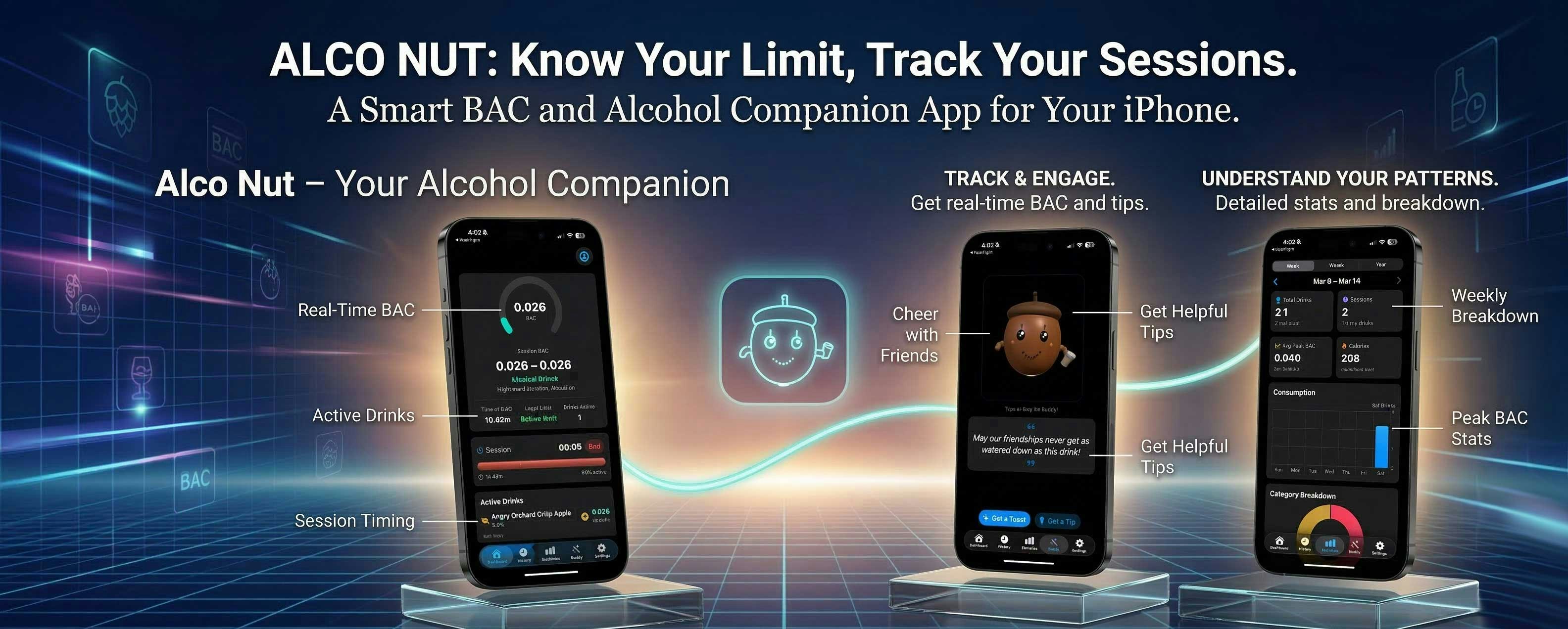Alco Nut BAC & Alcohol Tracker and buddy gallery image