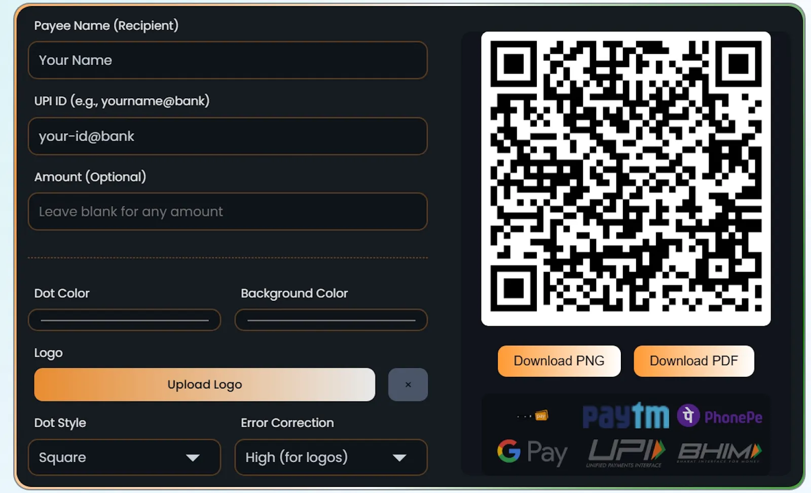UPI QR Code Generator screenshot 1