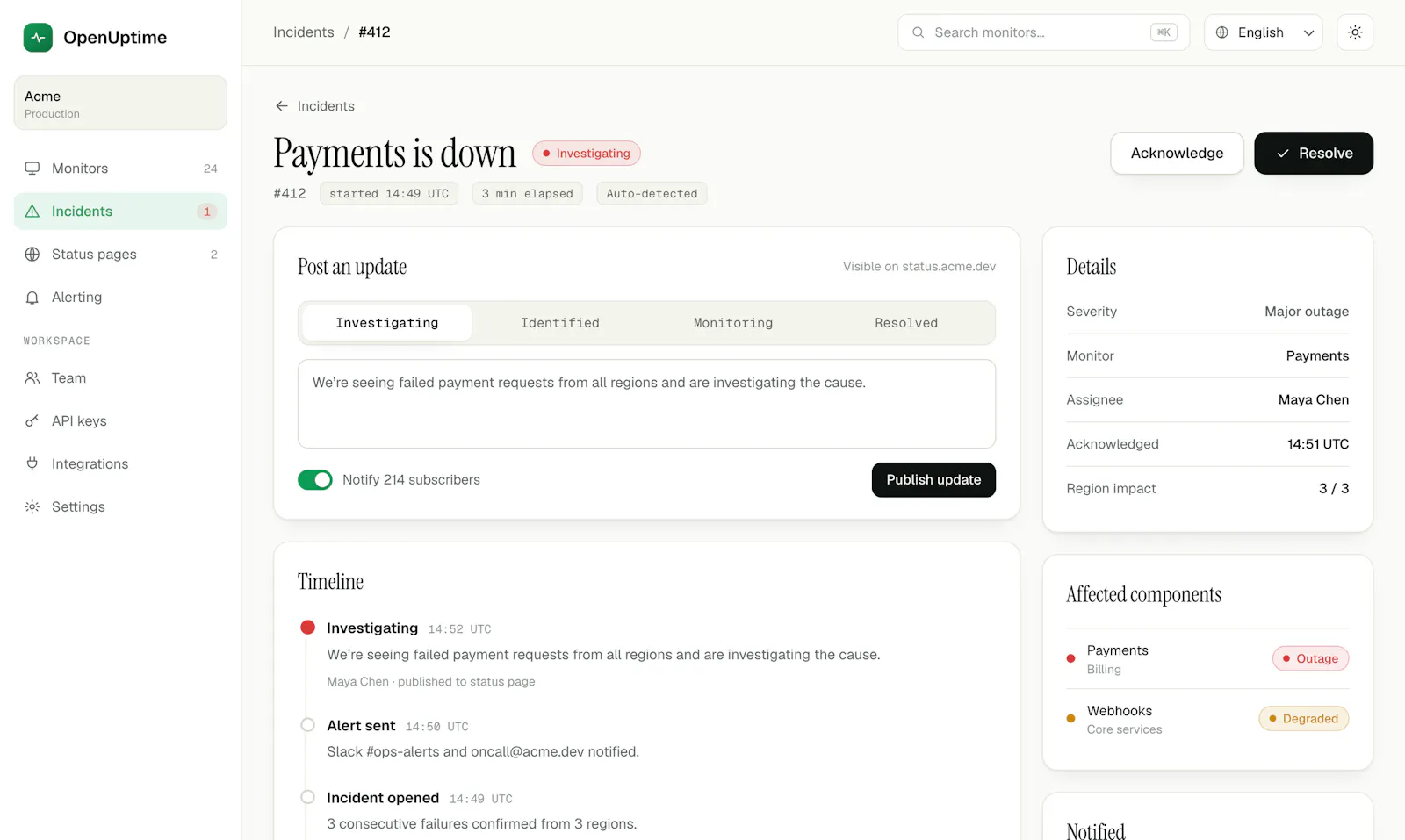 OpenUptime screenshot 4
