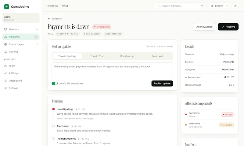 OpenUptime screenshot 4