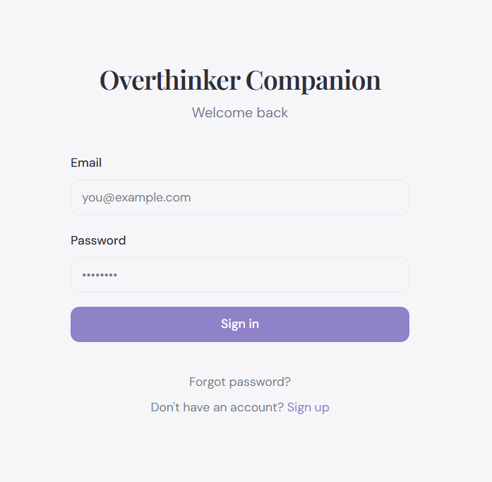 Overthinker Companion - Screenshot 3 showing product features and functionality