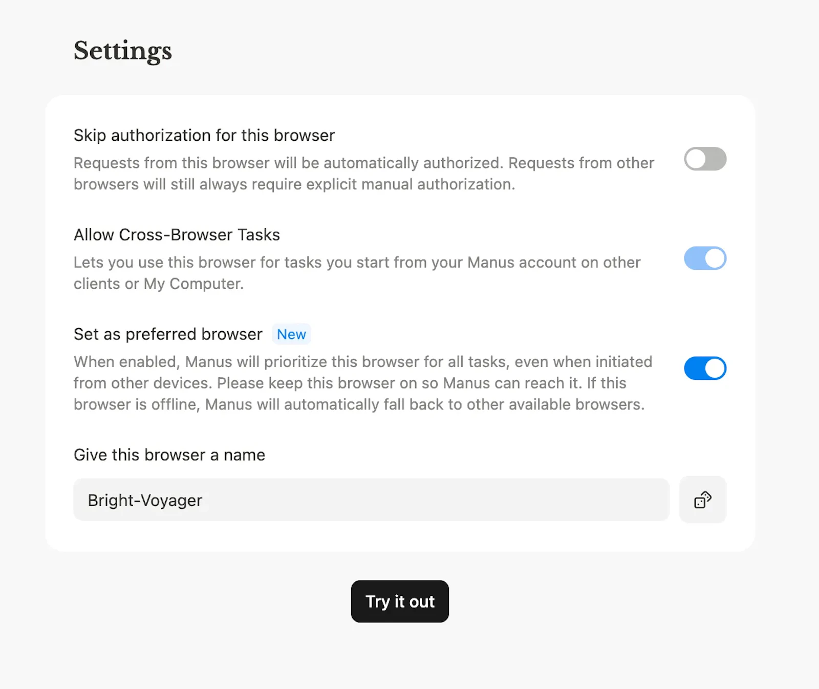 Manus Preferred Browser screenshot 2