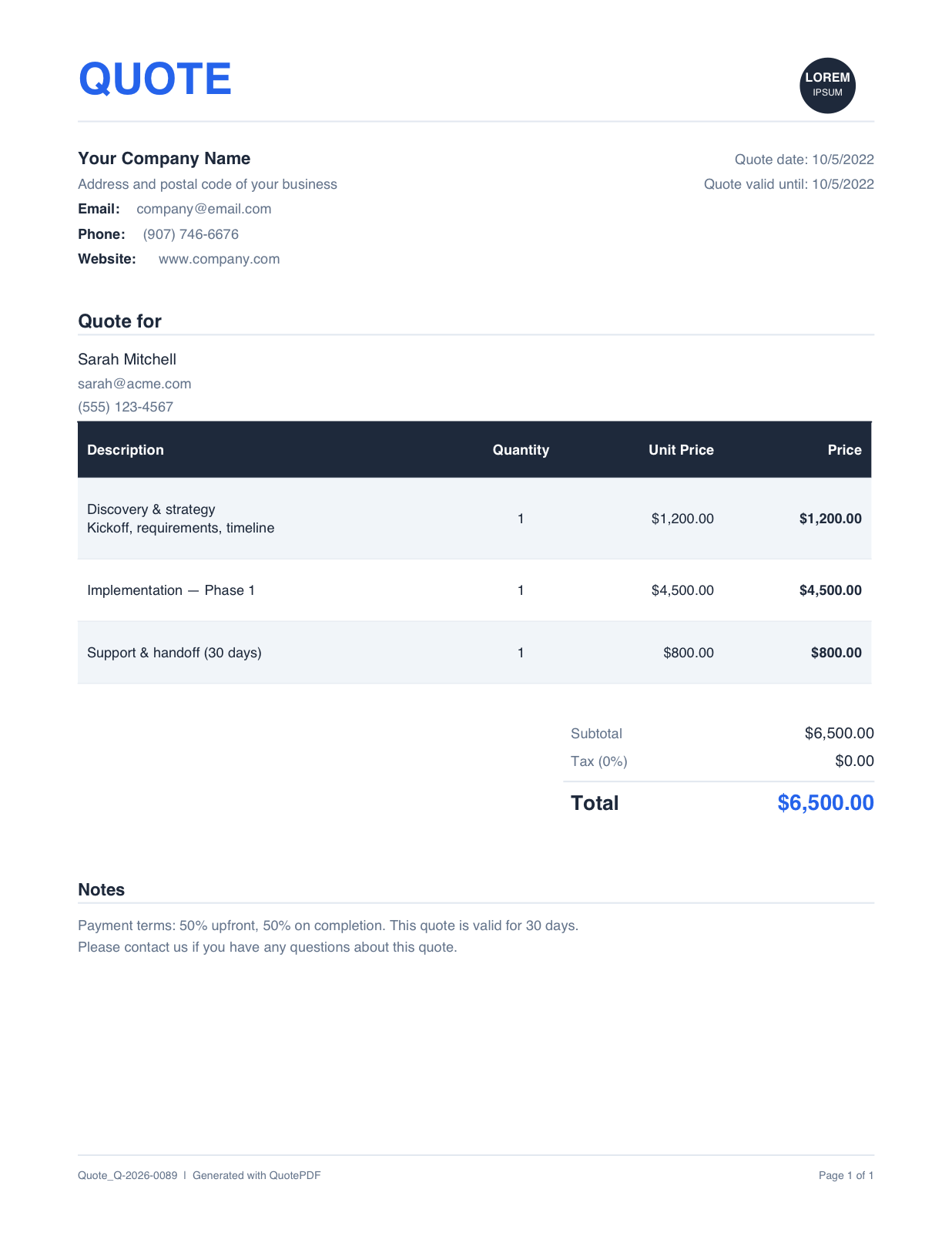 QuotePDF gallery image