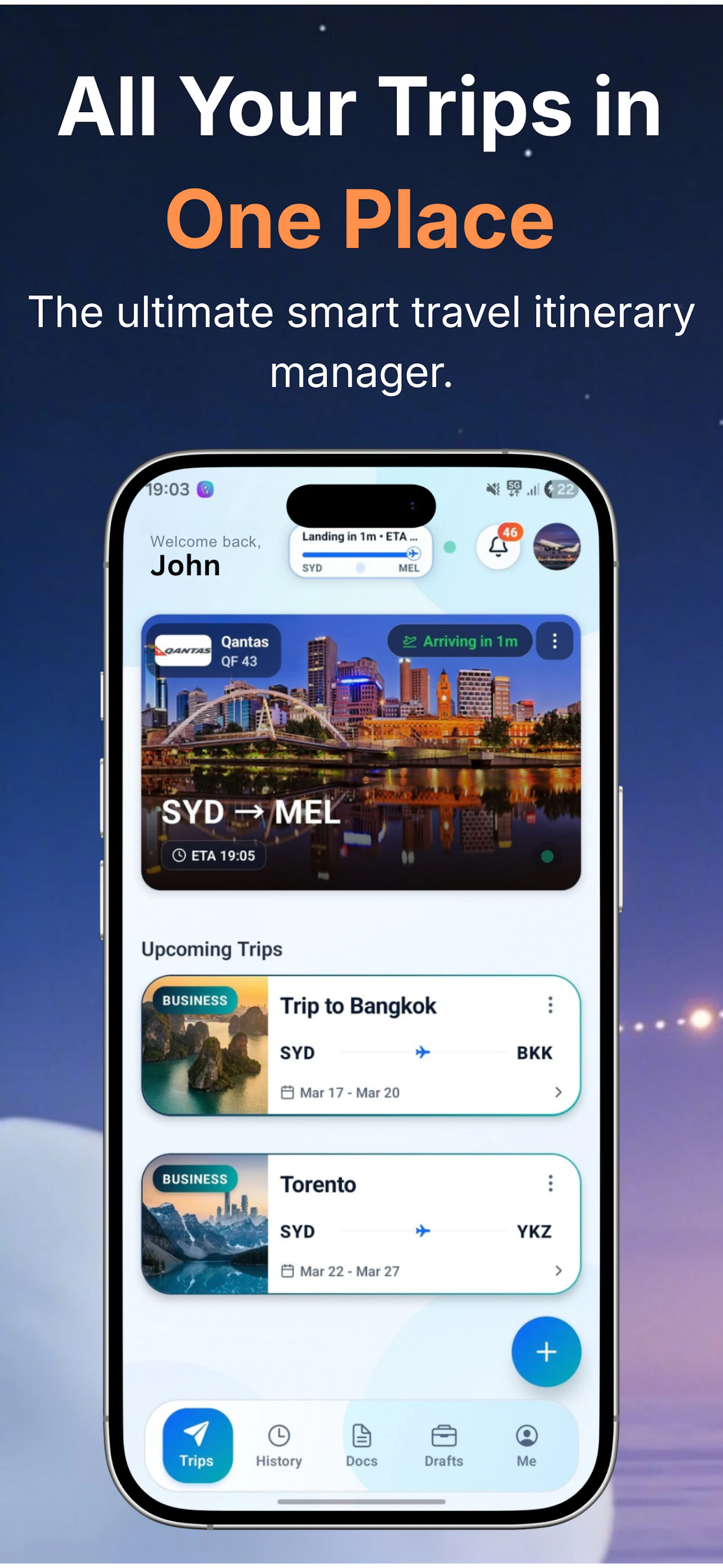 Trip Cache: Flight Itinerary screenshot 1