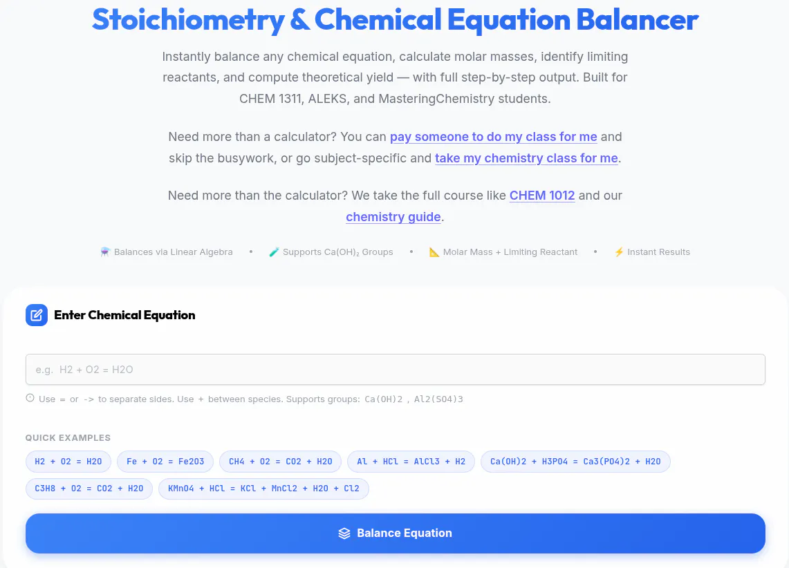 Stoichiometry Equation Balancer gallery image