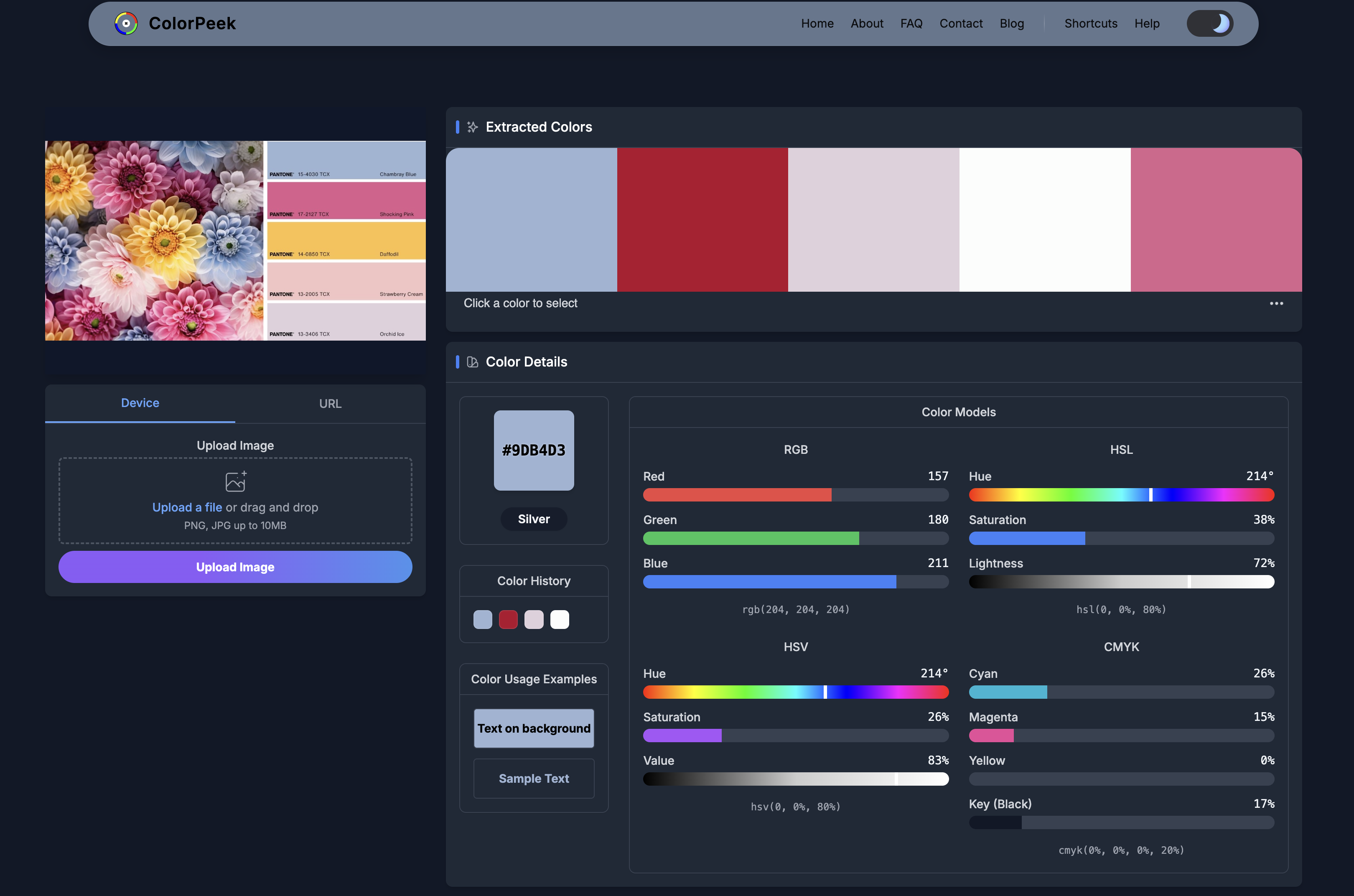 Mídia 4 de Colorpeek - Extraia o código hexadecimal e as paletas de cores de qualquer imagem instantaneamente