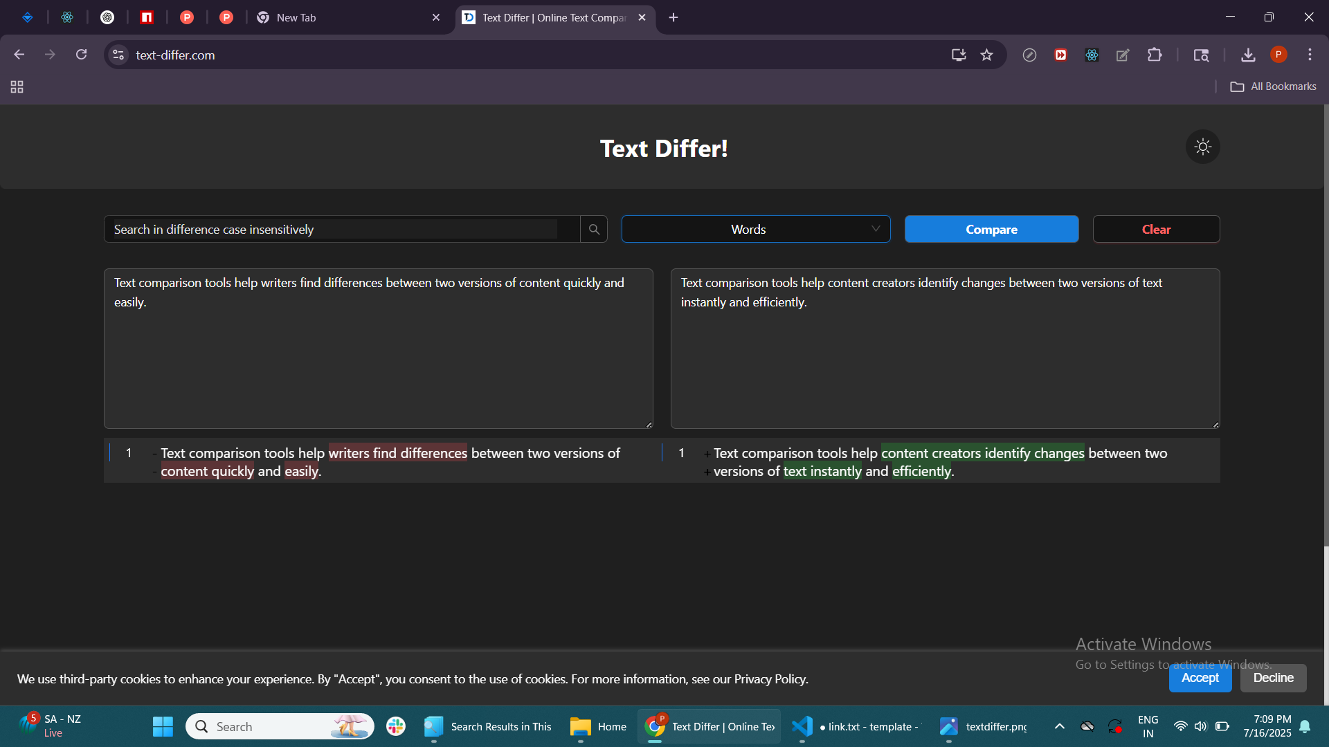 Media text-differ.com - Alat perbandingan teks dalam talian 3