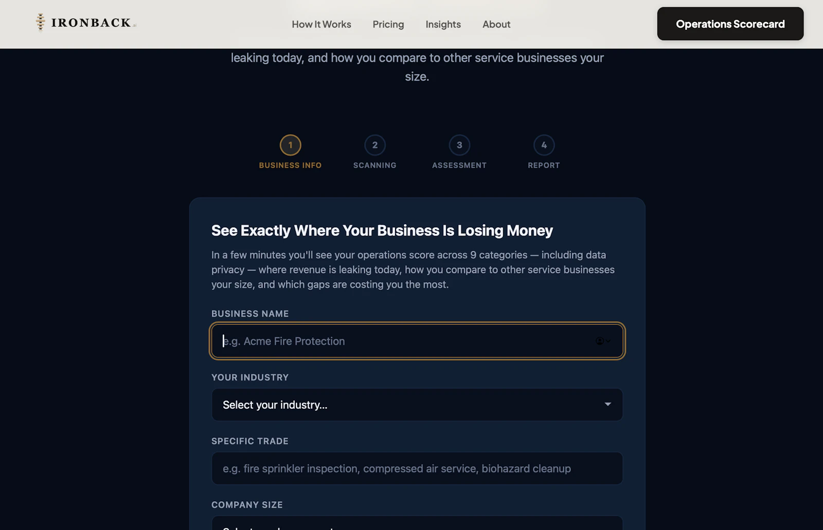 Ironback.ai AI Operations Scorecard screenshot 2