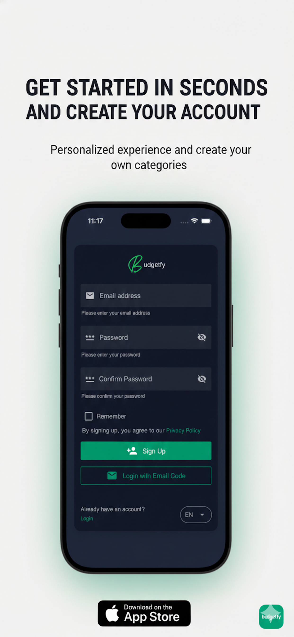 Budgetfy - Screenshot 2 showing product features and functionality