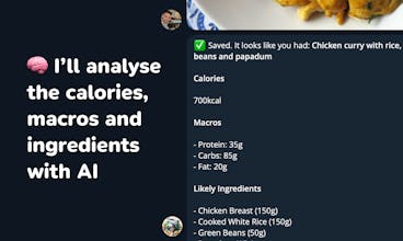 Rimani al top della tua nutrizione: analisi esperte delle calorie, dei macronutrienti e degli ingredienti dei tuoi pasti.