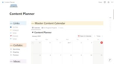 notion template for content creators gallery image