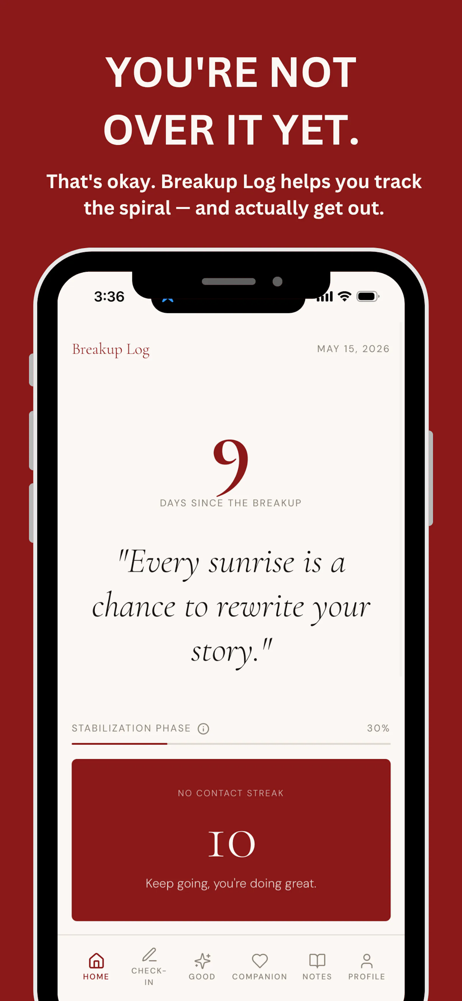 Breakup Log — Track Your Healing screenshot 1