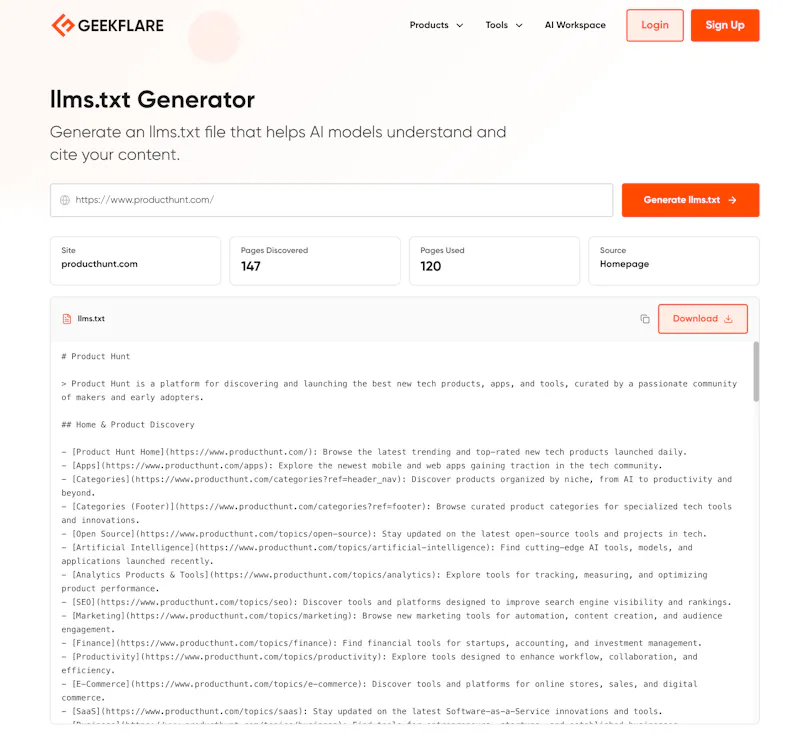 Free llms.txt Generator screenshot 1