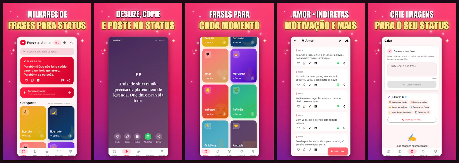 Frases para Status do WhatsApp - 10 Apps screenshot 2