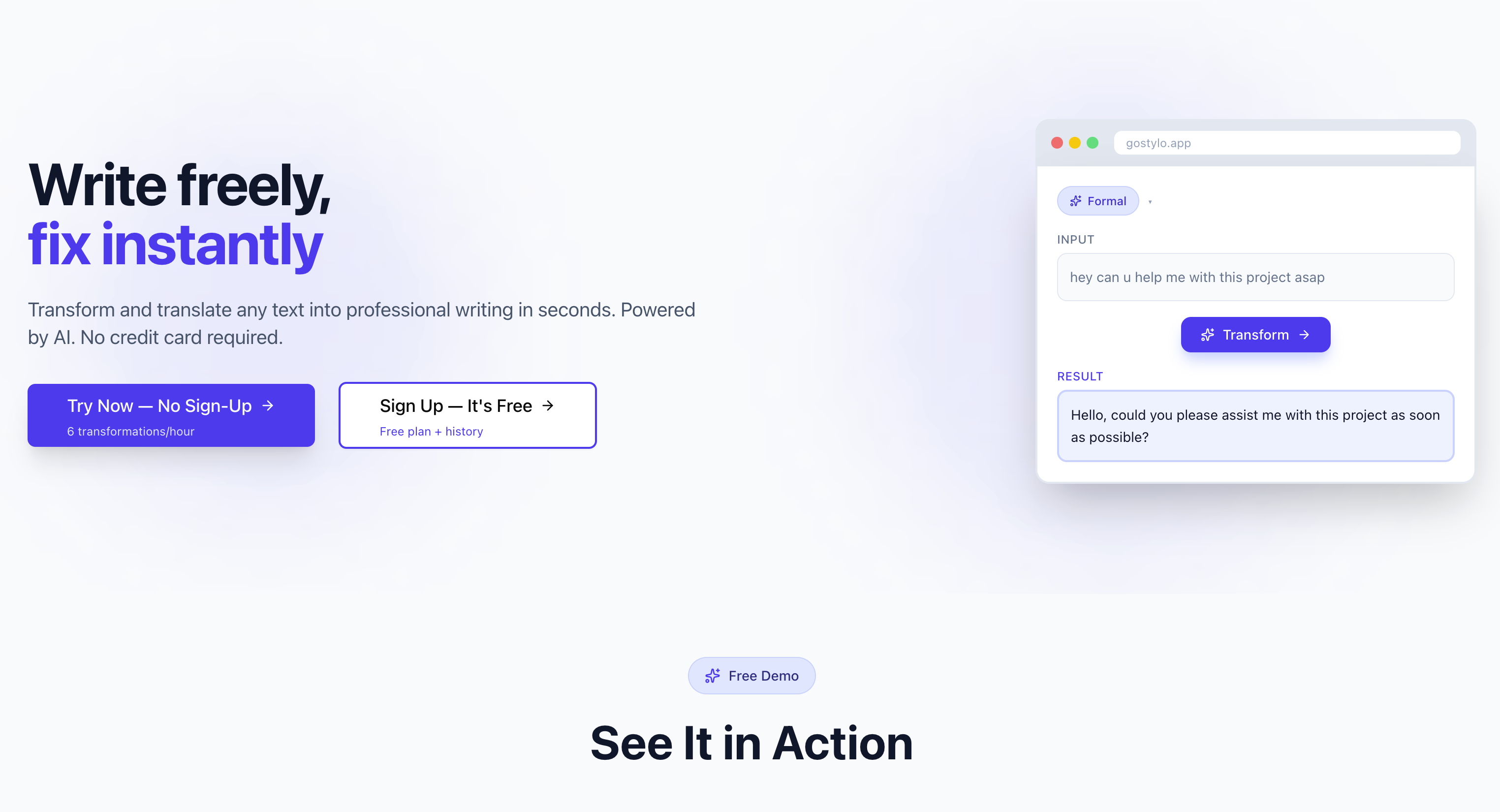 goStylo - Main product screenshot demonstrating key features and user interface
