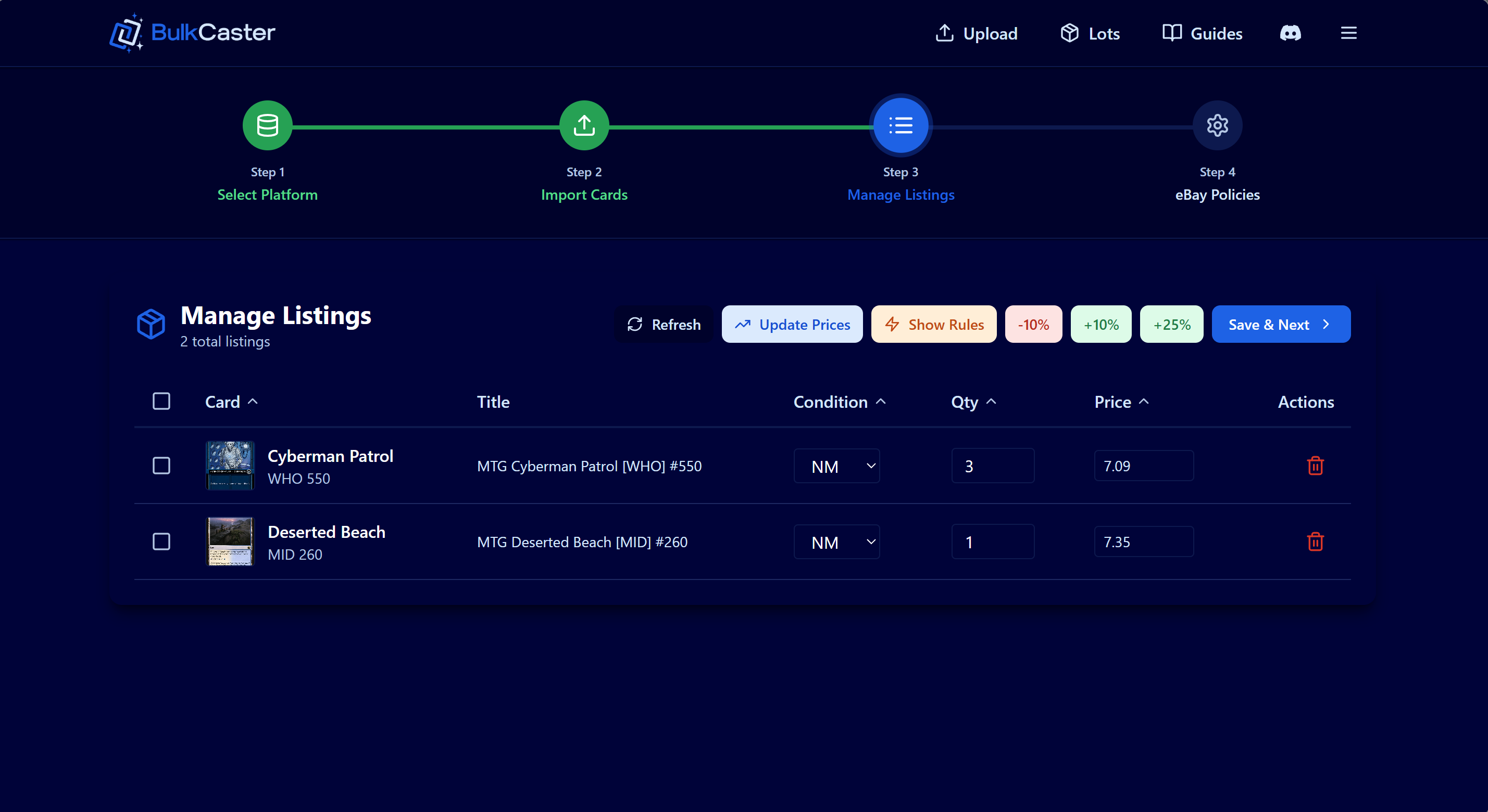 MTG Bulk Caster - Screenshot 3 showing product features and functionality