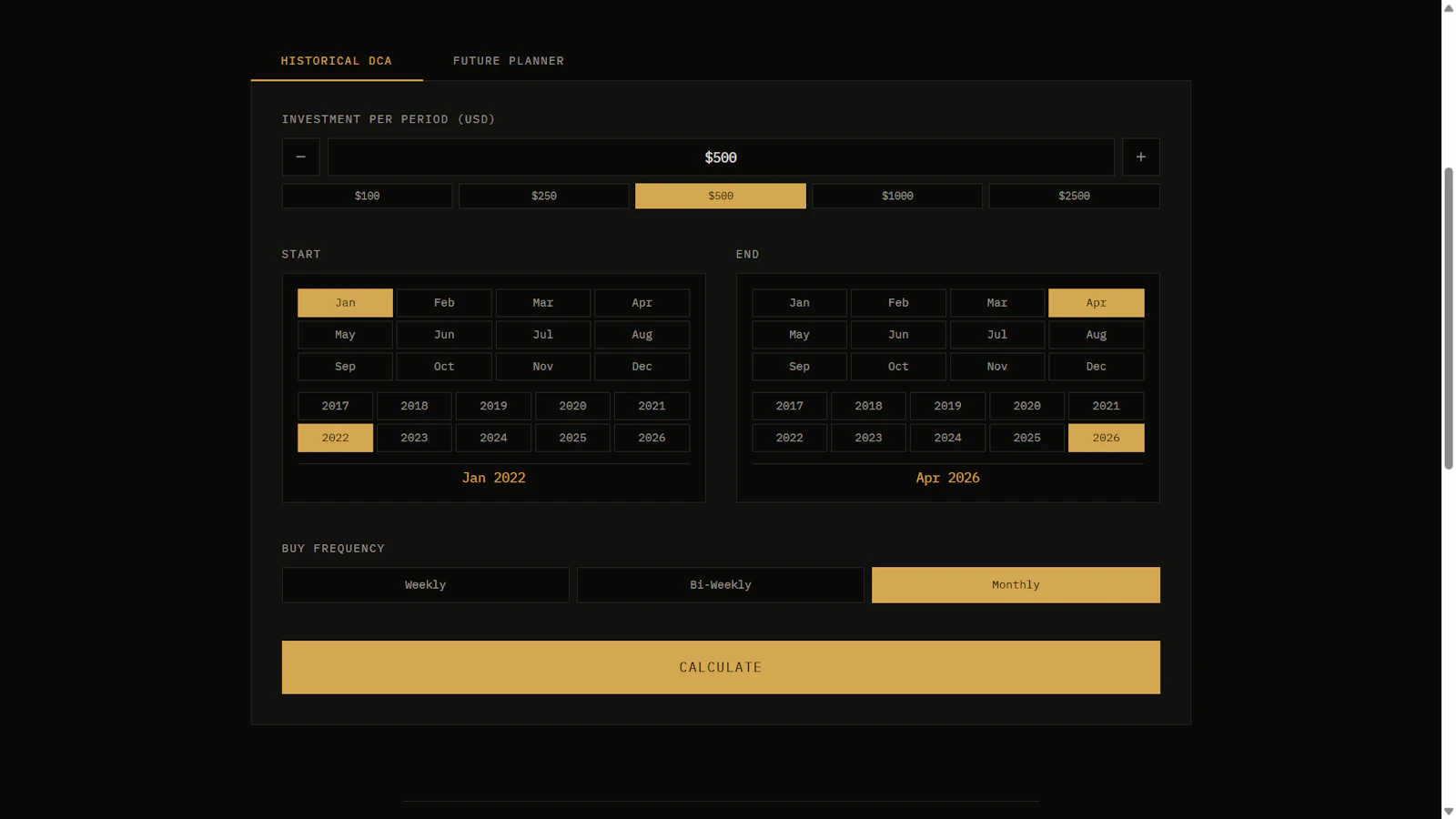 ETH DCA Simulator screenshot 2